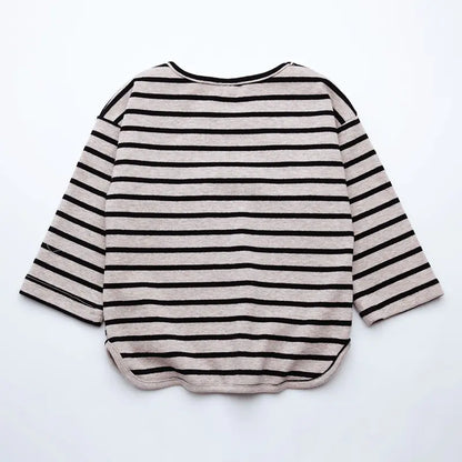 Cotton Long Sleeve Striped T-Shirts for Girls