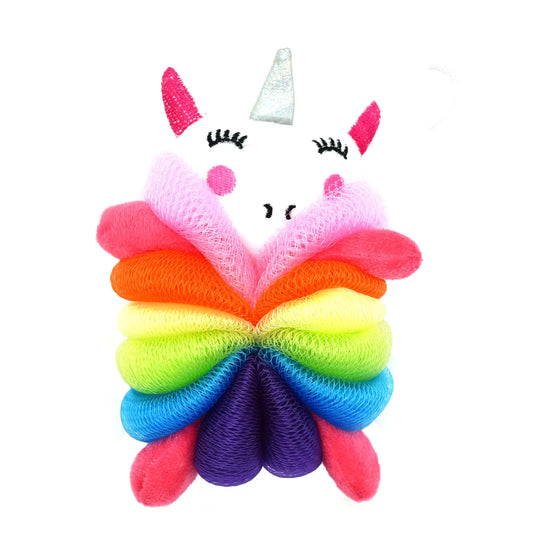 Cute Unicorn Kids Bath Loofahs Balls for Baby Girls Boys Mesh Shower Ball Pouf Exfoliating Bath Sponge Body Cleaner Bath Accessories (Colorful Unicorn)