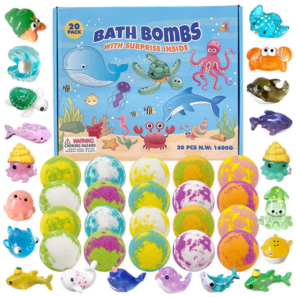 Bath Bombs for Kids with Surprise Inside 20 Pack Kids Bath Bombs with Bath Toys Natural Bath Bombs with Sea Animals Inside 2023 Christmas Advent Calendar for Kids Stocking Stuffers for Kids…