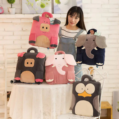 Cartoon Car Air Conditioning Blanket with Plush Pillows