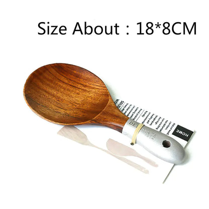 Colorful Wooden Kitchenware Spoons and Shovel Set
