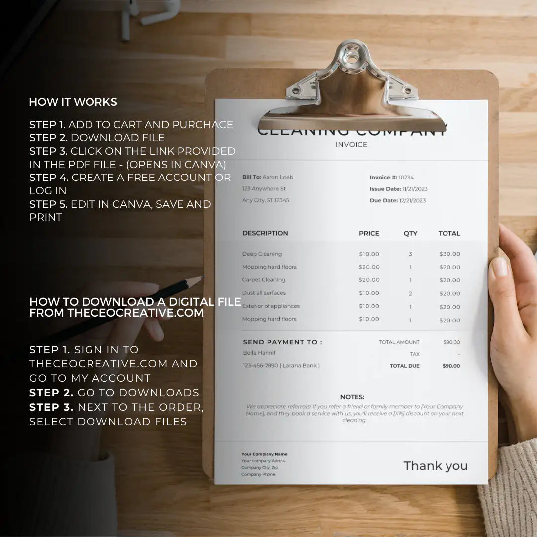 Downloadable Cleaning Business Template
