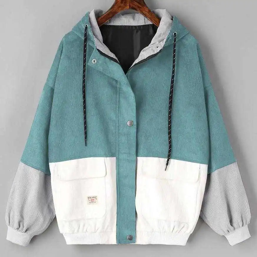 Oversized Corduroy Patchwork Jackets for Women