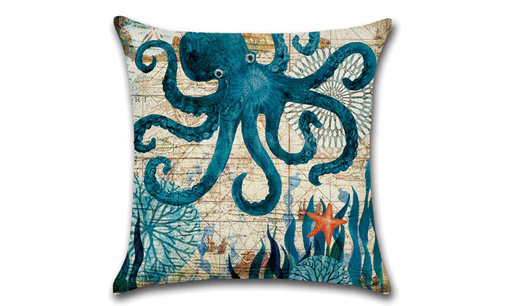 Ocean Creature Plush Pillows: Turtle, Seahorse, Whale, Octopus