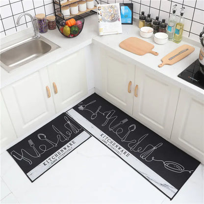 Long Cartoon Non-Slip Kitchen Mat, Washable Rugs Set