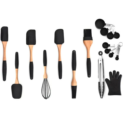Wooden Handle Silicone Kitchenware Storage Gadgets