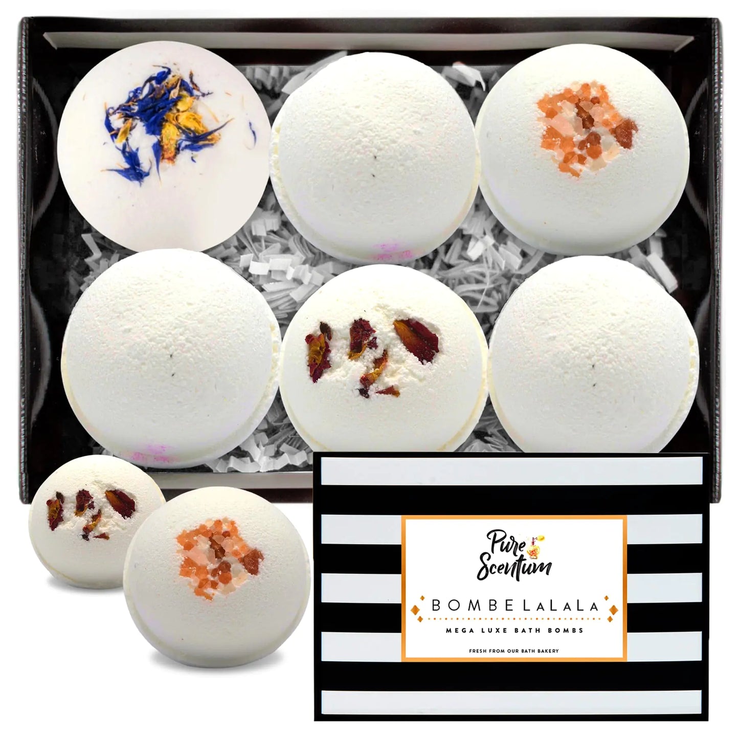 Pure Scentum Extra Large 6oz Vegan Bath Bombs for Women - US Made Organic 6 Relaxing Bath Bomb Gift Set for Women – Luxurious Organic Bath Bombs for Women and Men (BombeLaLaLa)
