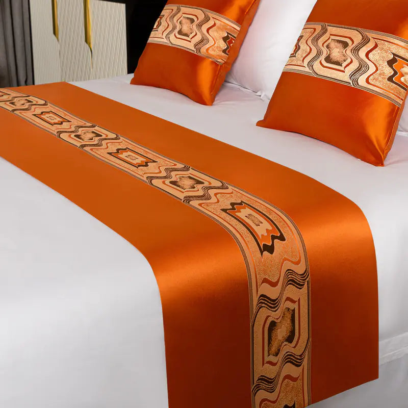 Luxury Jacquard Bed Runner with Decorative Pillows