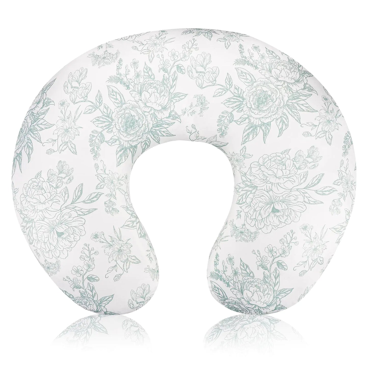 DAYEEBALL Nursing Pillow Cover Removable Nursing Covers for Breastfeeding Pillows Stretchy and Soft Fit for Baby Girls Boys Newborn Green Flower (Only Cover)