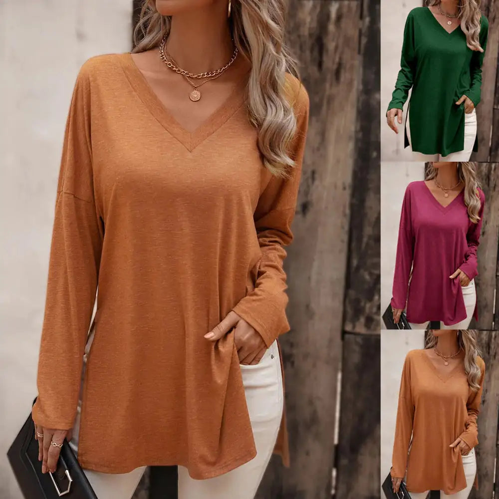 Versatile Loose Knitted Long Sleeve T-Shirt