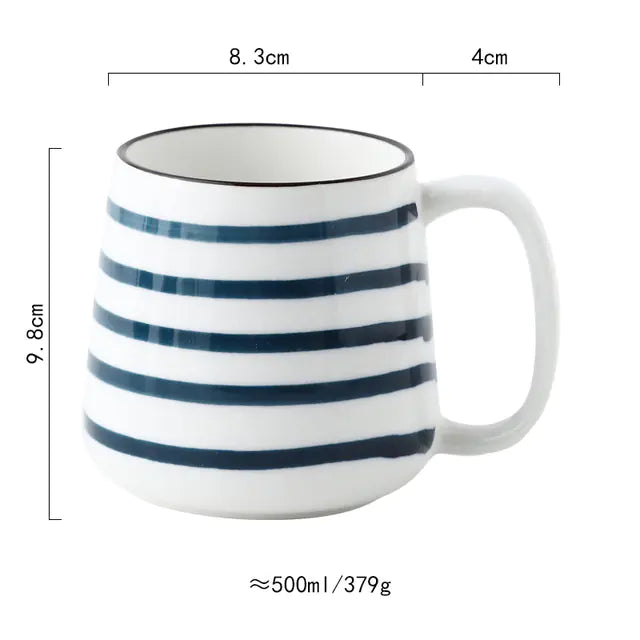 Large Handpainted Ceramic Coffee Tea Milk Mugs