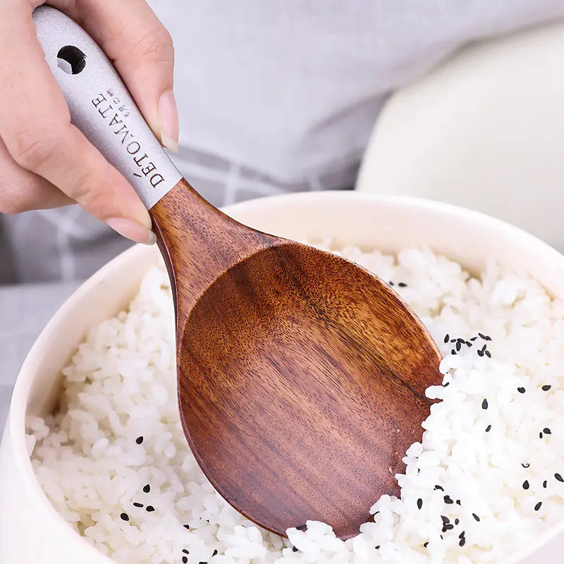 Colorful Wooden Kitchenware Spoons and Shovel Set