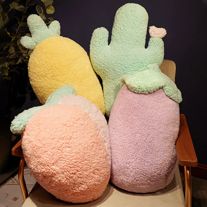 Cute Cartoon Fruit Plush Pillows - Carrot, Cactus, Pineapple