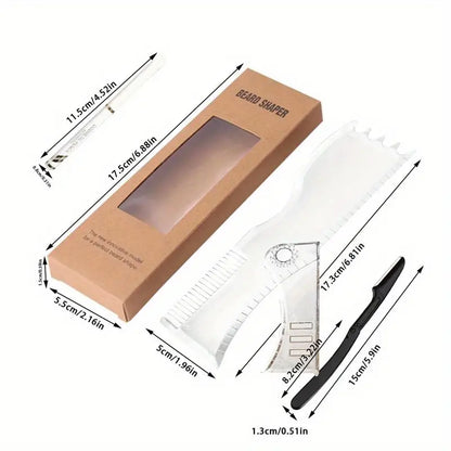 Beard Shaper Kit with Adjustable Stencil and Razors
