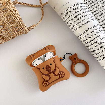 Cartoon Bear AirPods Case with Hook for Wireless Earbuds
