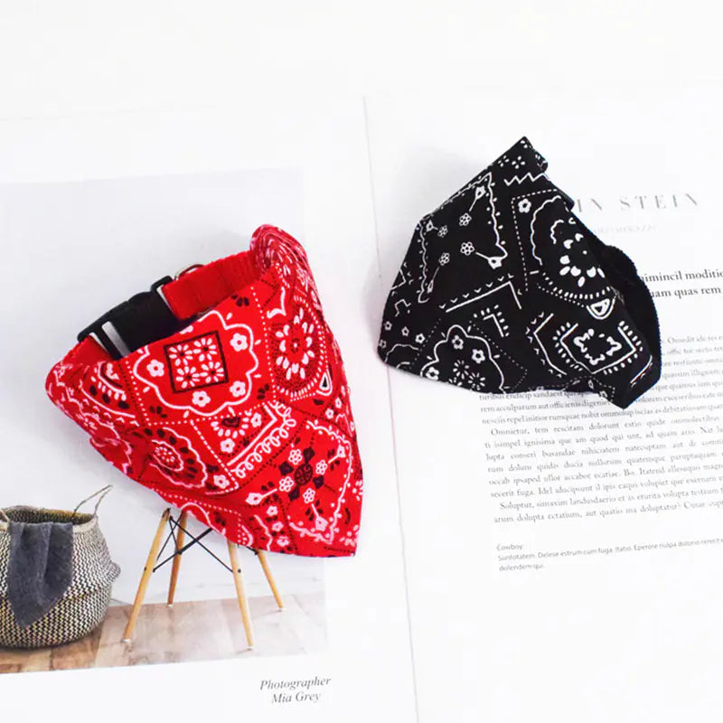Printed Pet Bibs and Triangular Scarves for Dogs/Cats