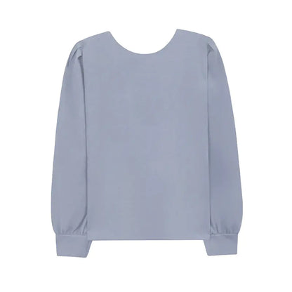 Round Neck Long-Sleeved Women's Blouse in Western Style
