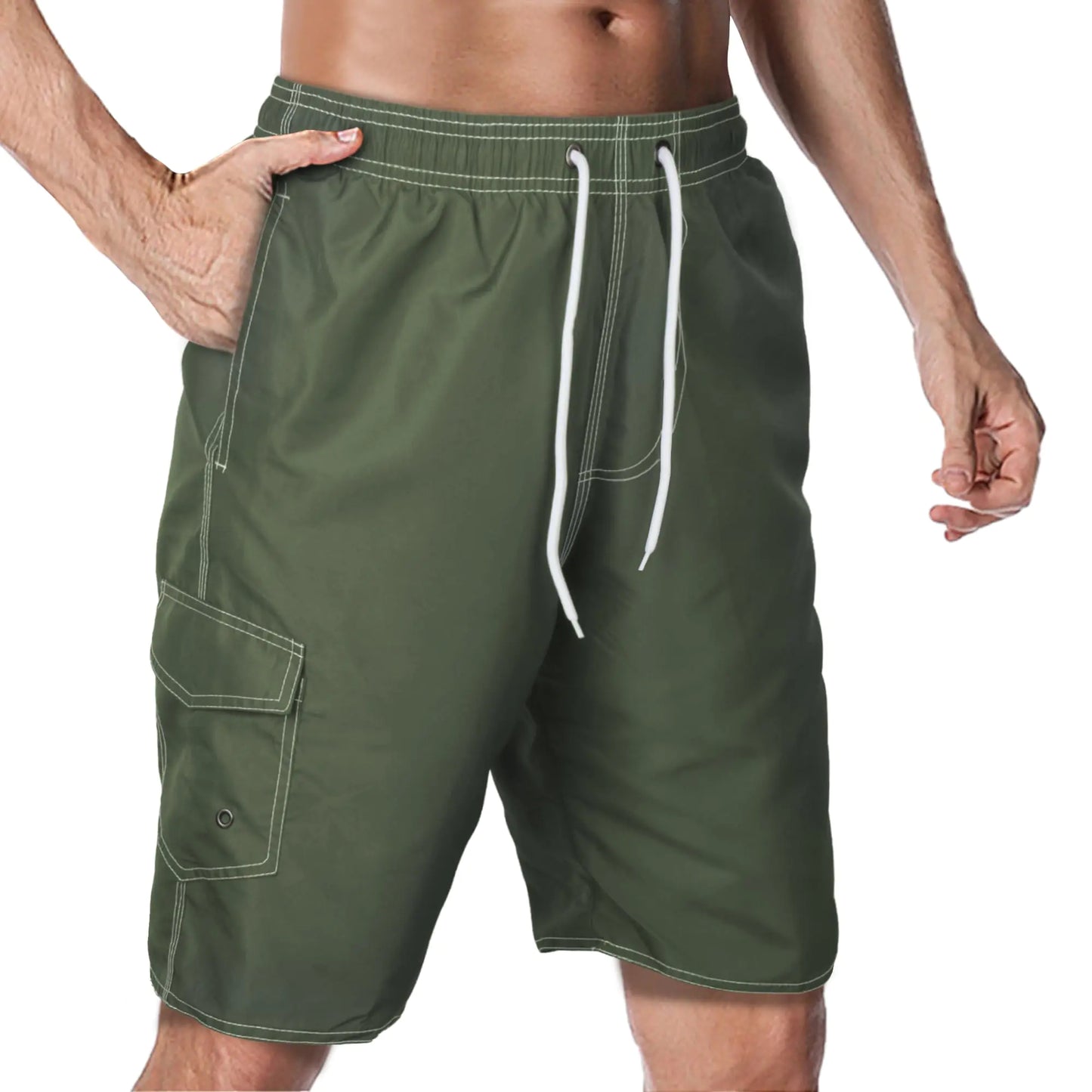 DR. ANISON Mens Swim Trunks Swim Shorts Swimming Trunks Swimsuit Quick Dry with Mesh Lining Swimwear Army Green