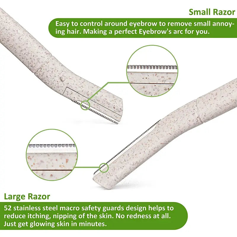 Biodegradable Wheat Straw Eyebrow Razors - 3 Pack